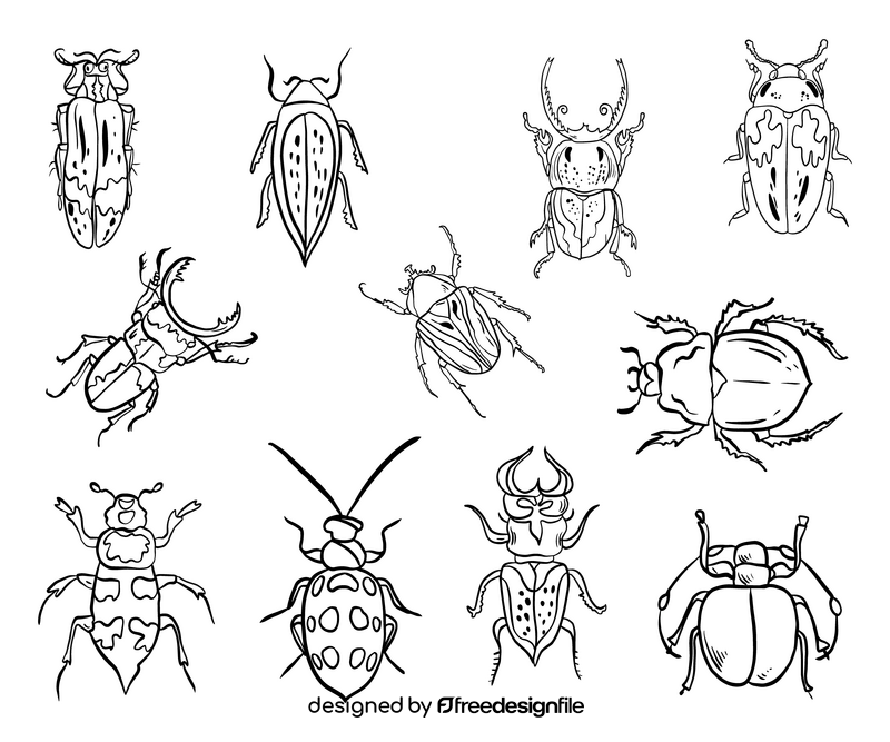 Bugs black and white vector