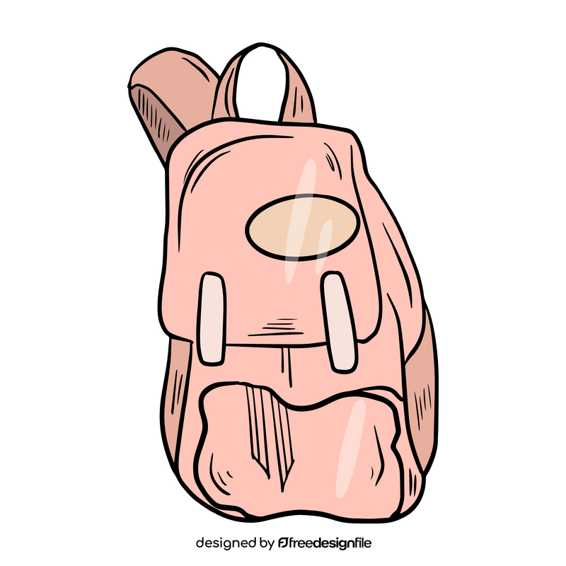 Girls pink backpack clipart