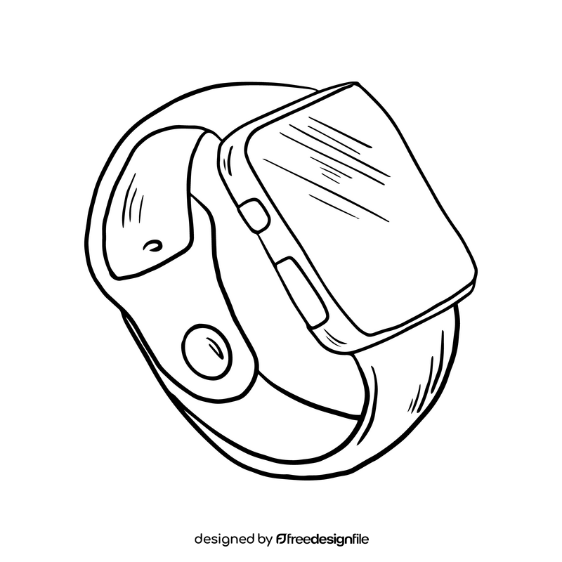 Girls smart watch drawing black and white clipart