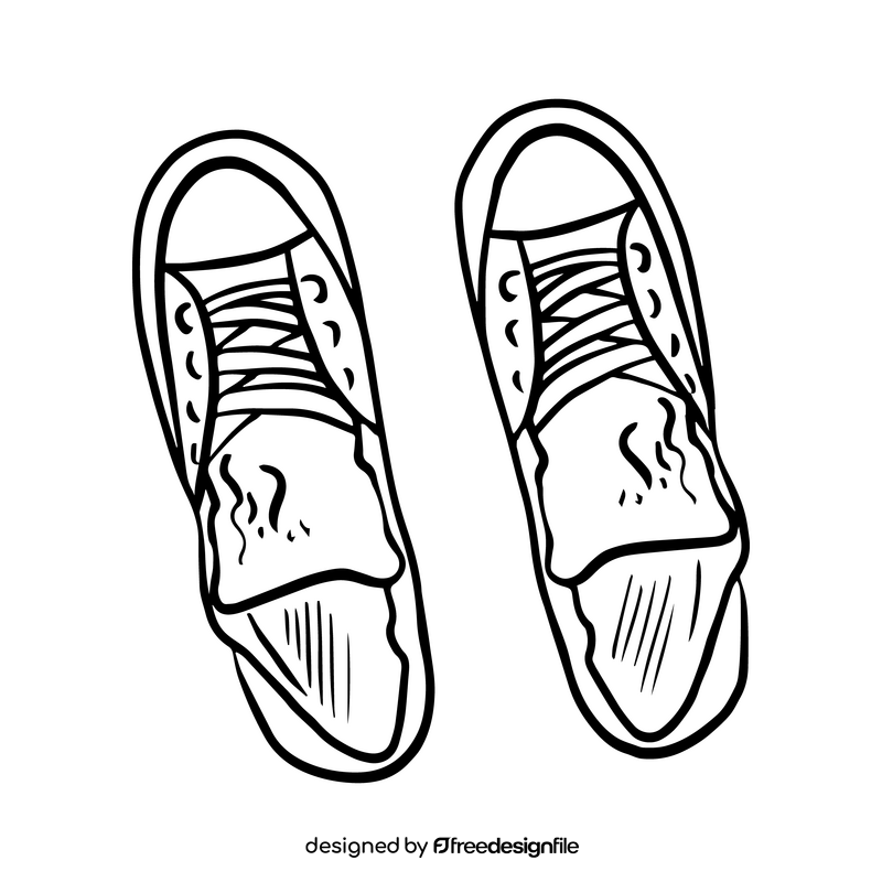 Girls cartoon sneakers black and white clipart vector free download