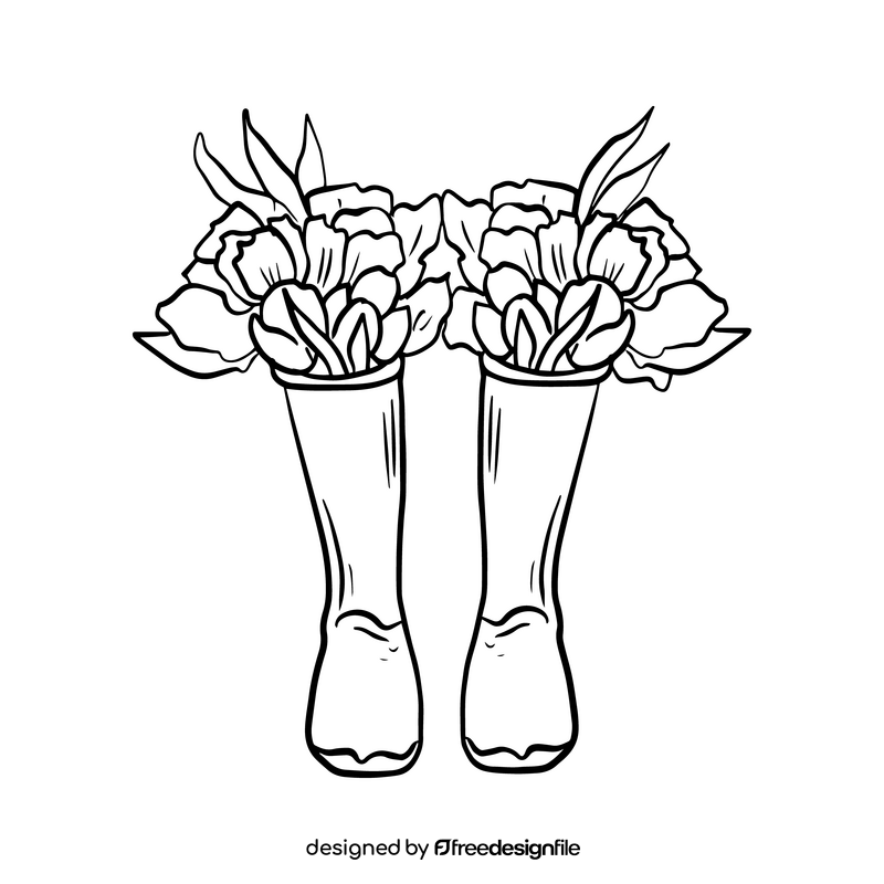 Two bouquets of flowers black and white clipart