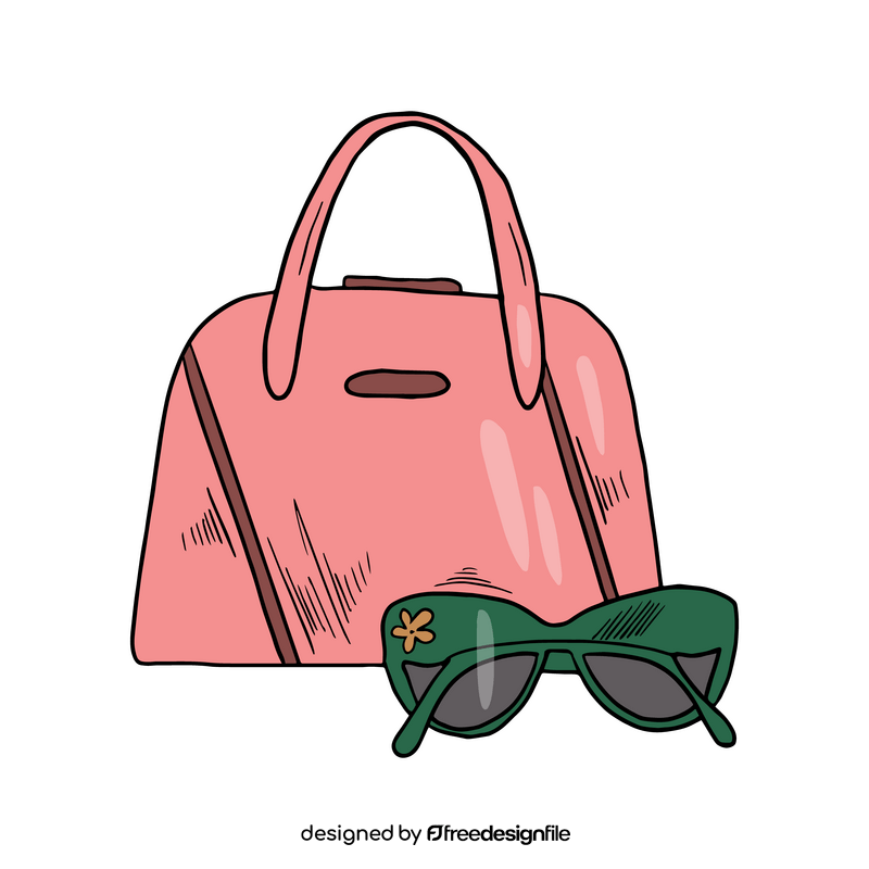 Pink bag with sunglasses clipart