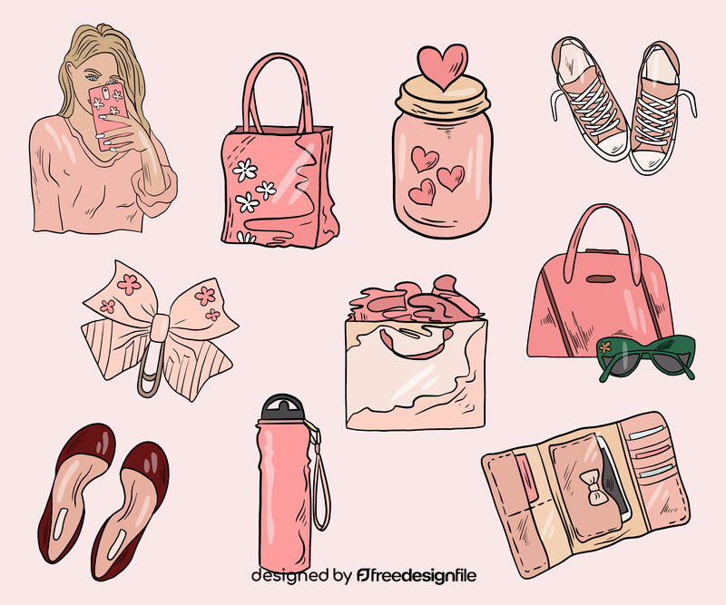 Pink woman accessories vector