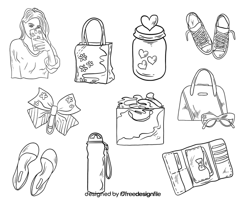 Woman accessories black and white vector