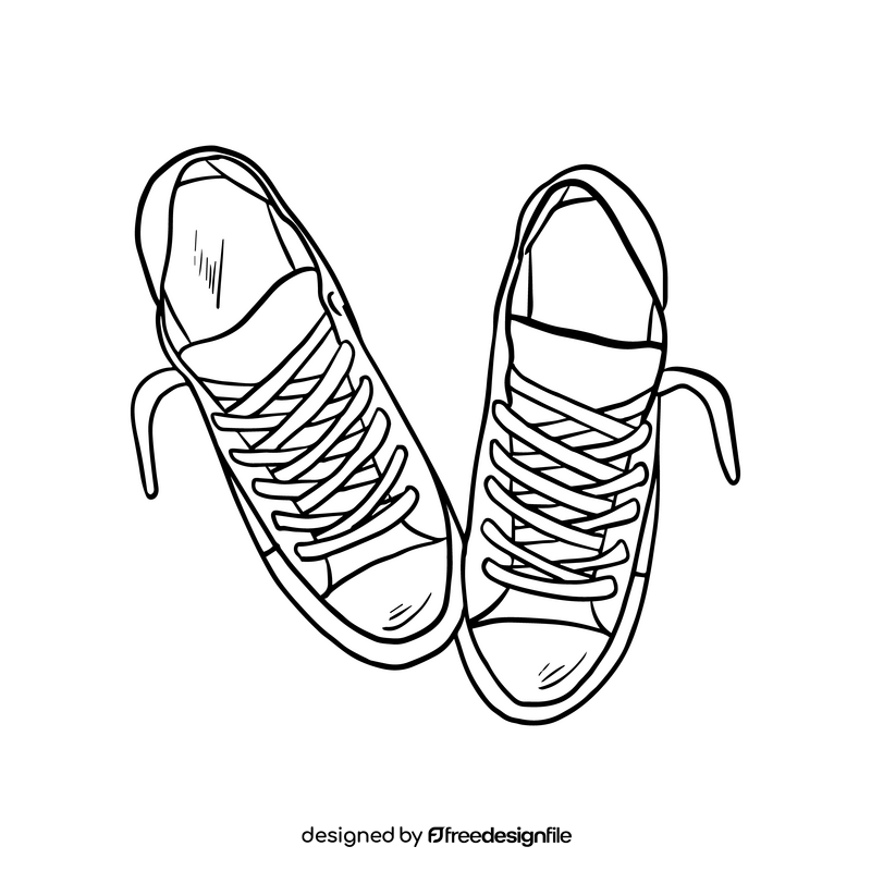 Girl sneakers black and white clipart