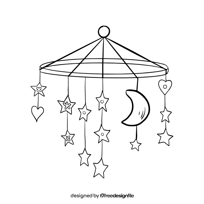 Baby dreamcatcher black and white clipart