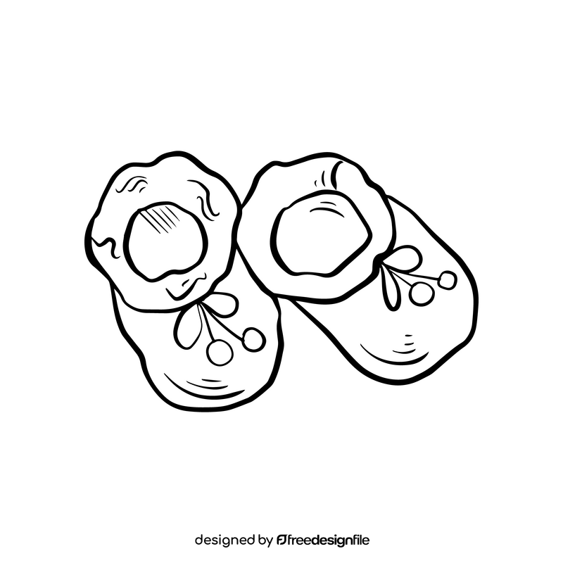 Cute baby booties black and white clipart