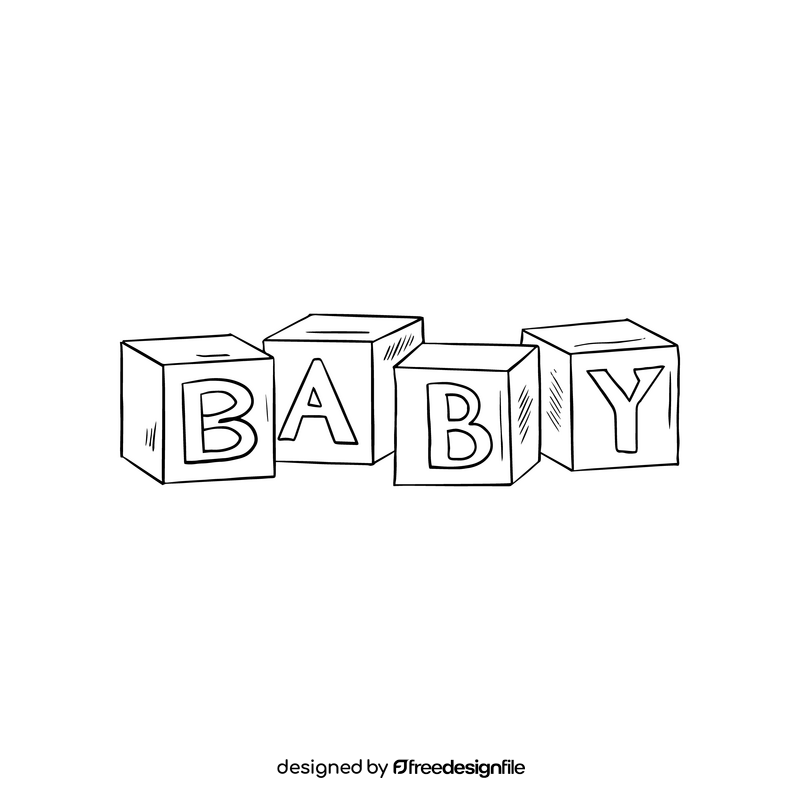 Baby cubes toy black and white clipart