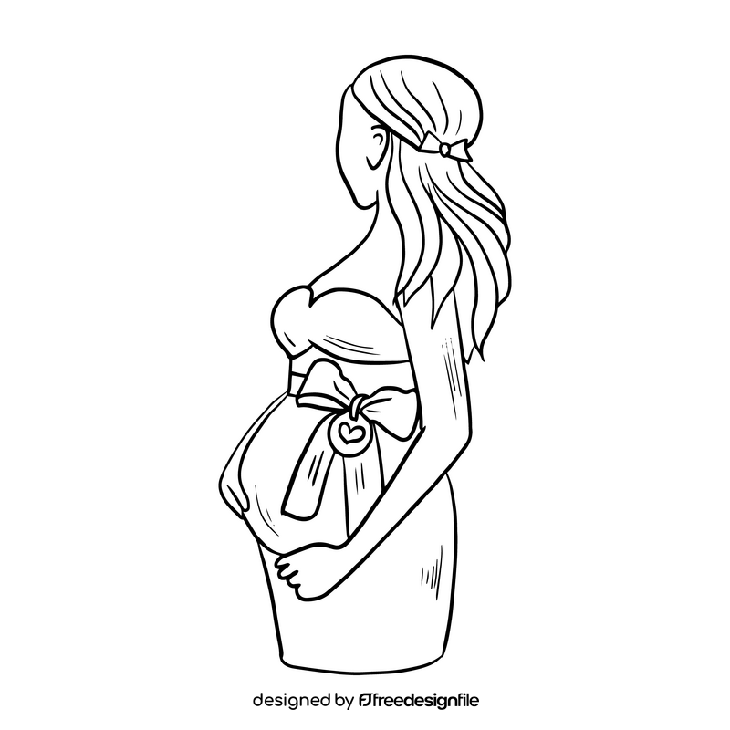 Pregnant drawing black and white clipart