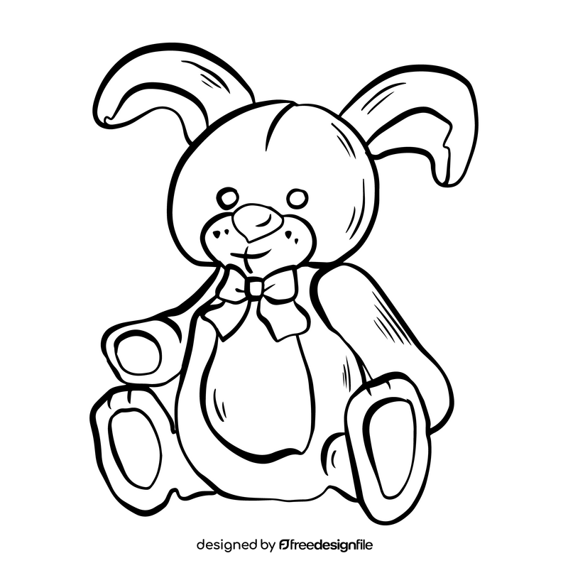 Soft toy hare black and white clipart