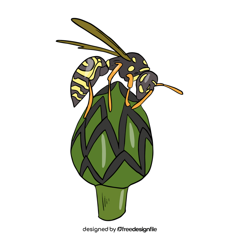 Free bee on a flower clipart