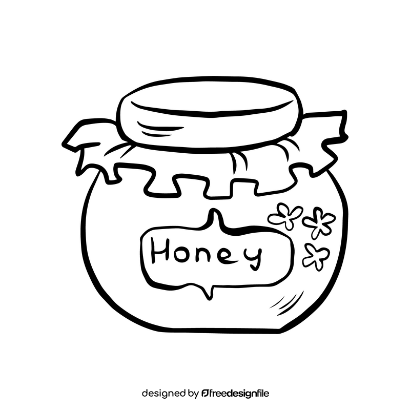 Free jar of honey illustration black and white clipart