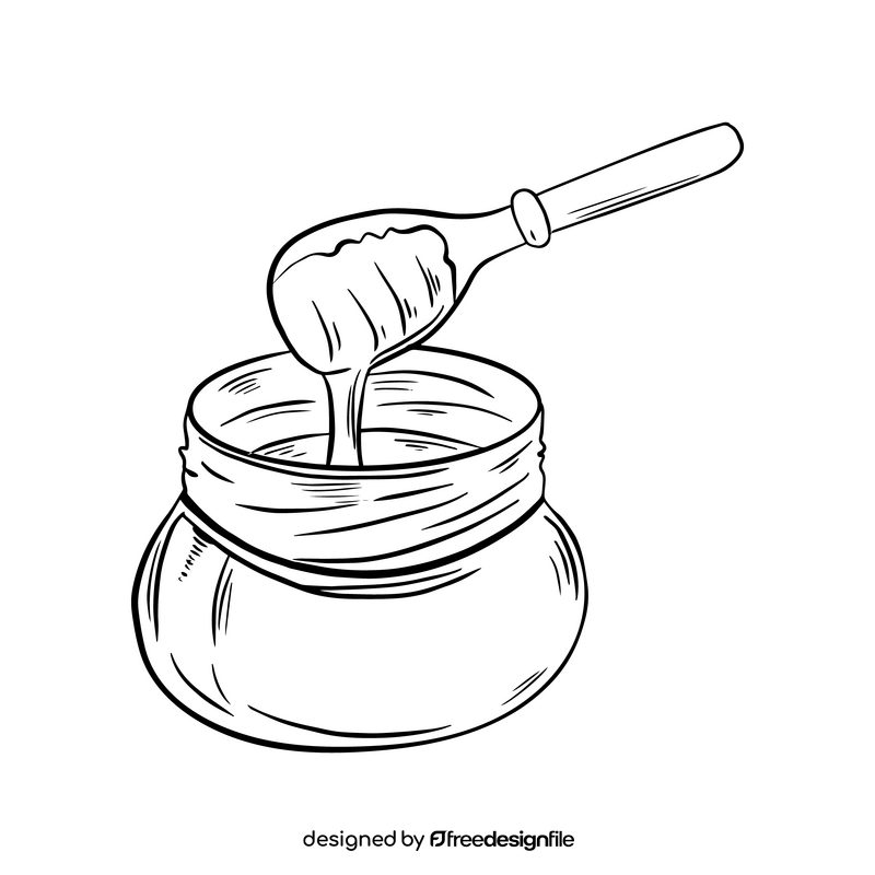 Honey stirrer illustration black and white clipart