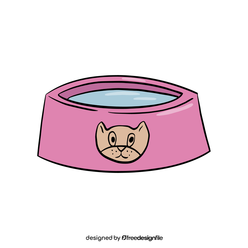 Cat drinking bowl clipart
