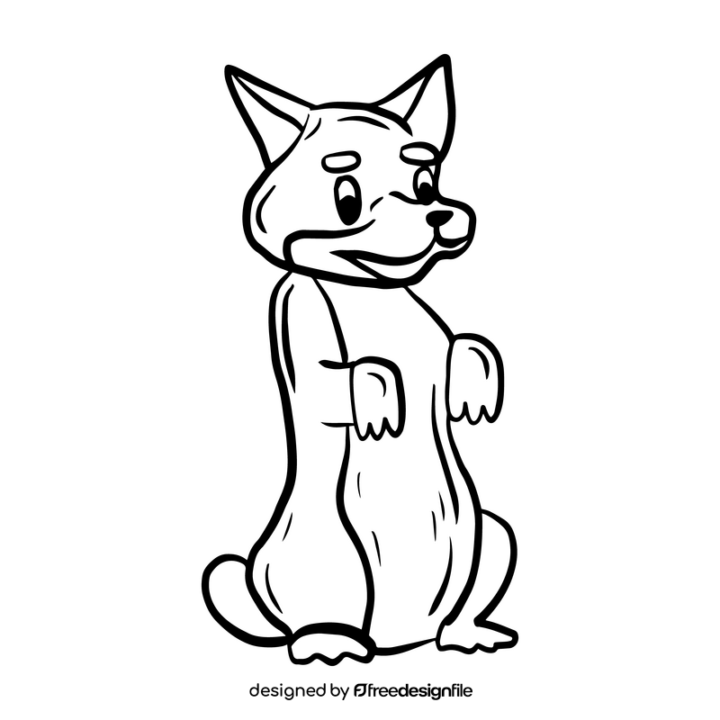 Cute cartoon dog black and white clipart