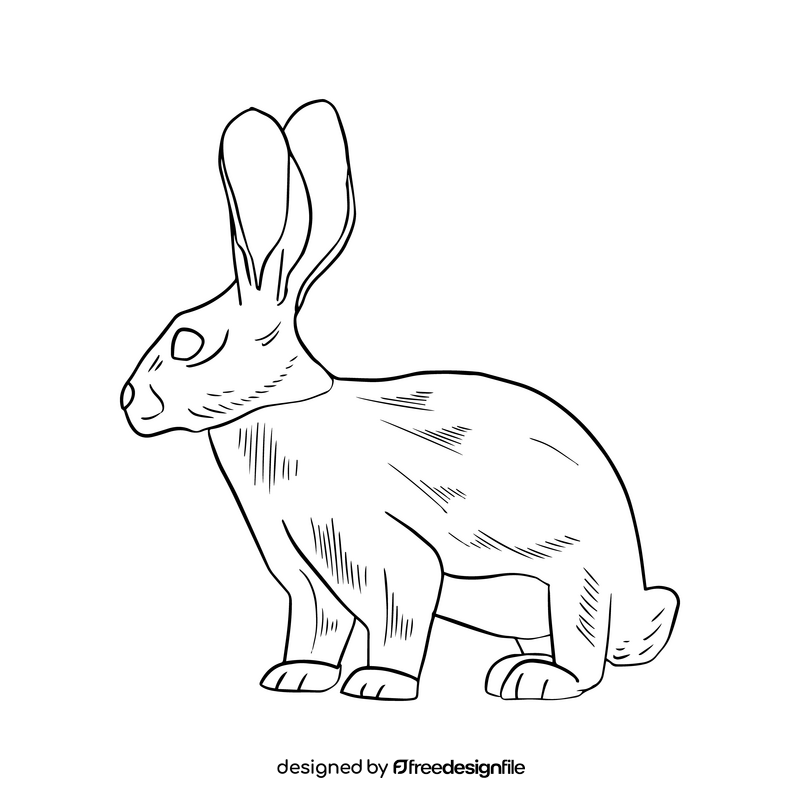 Free hare illustration black and white clipart