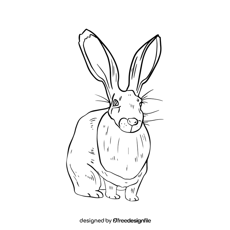 Free hare black and white clipart