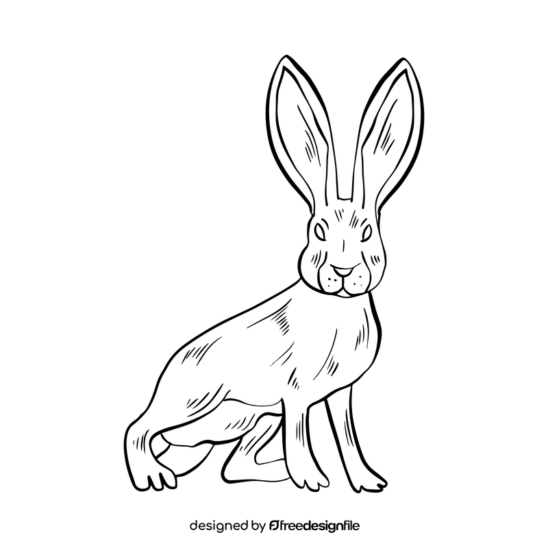 Hare black and white clipart