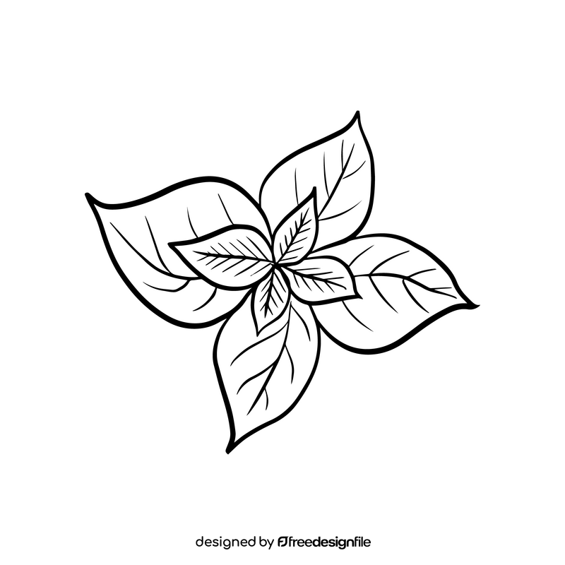 Flower illustration black and white clipart