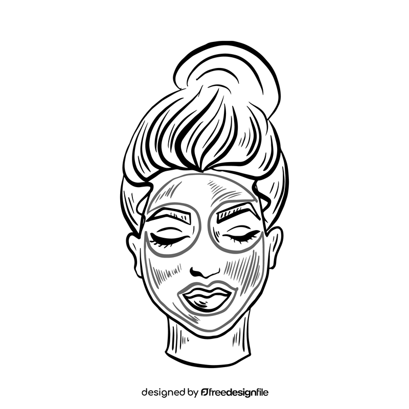 Spa face mask black and white clipart