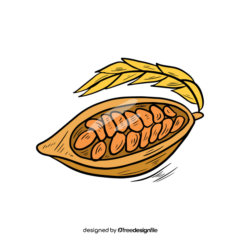 Cocoa fruit drawing clipart
