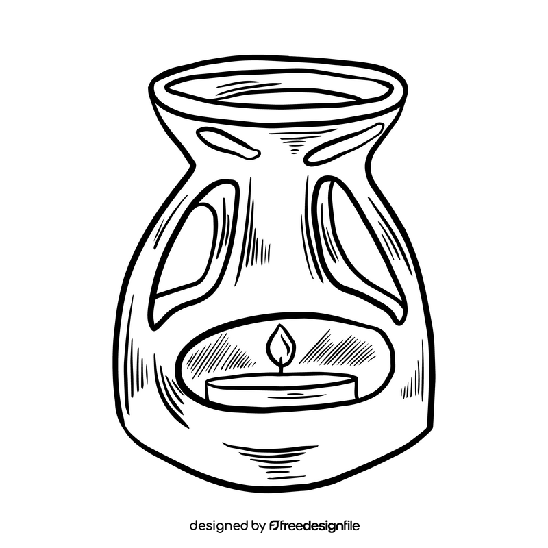 Spa candle illustration black and white clipart