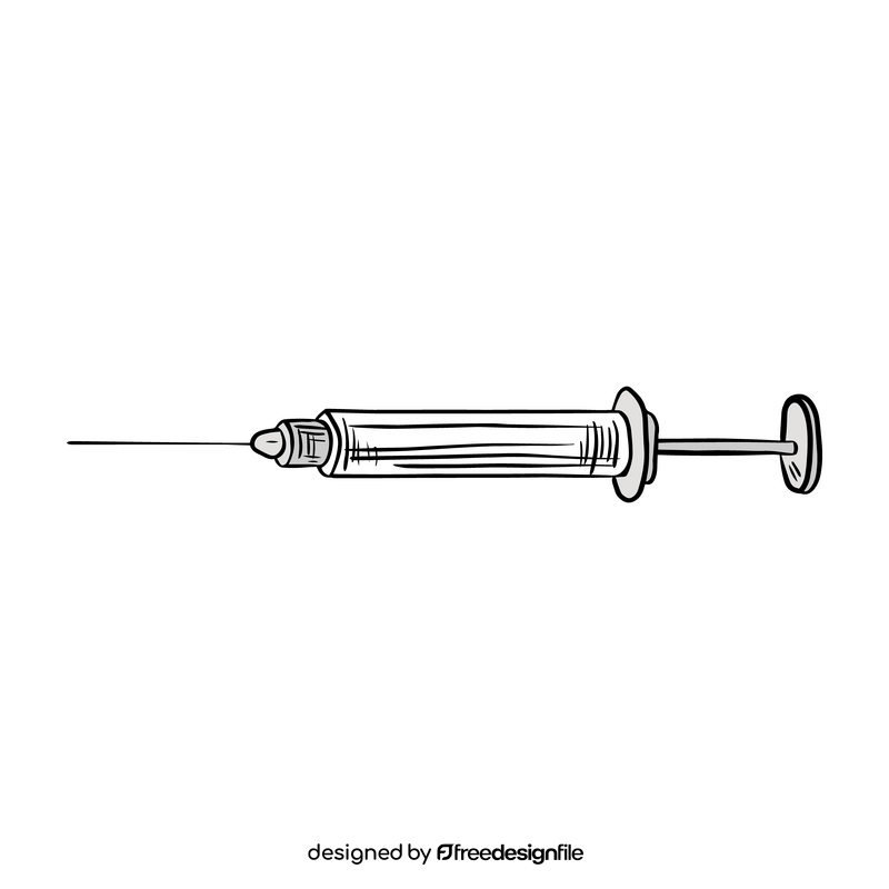Syringe cartoon black and white clipart