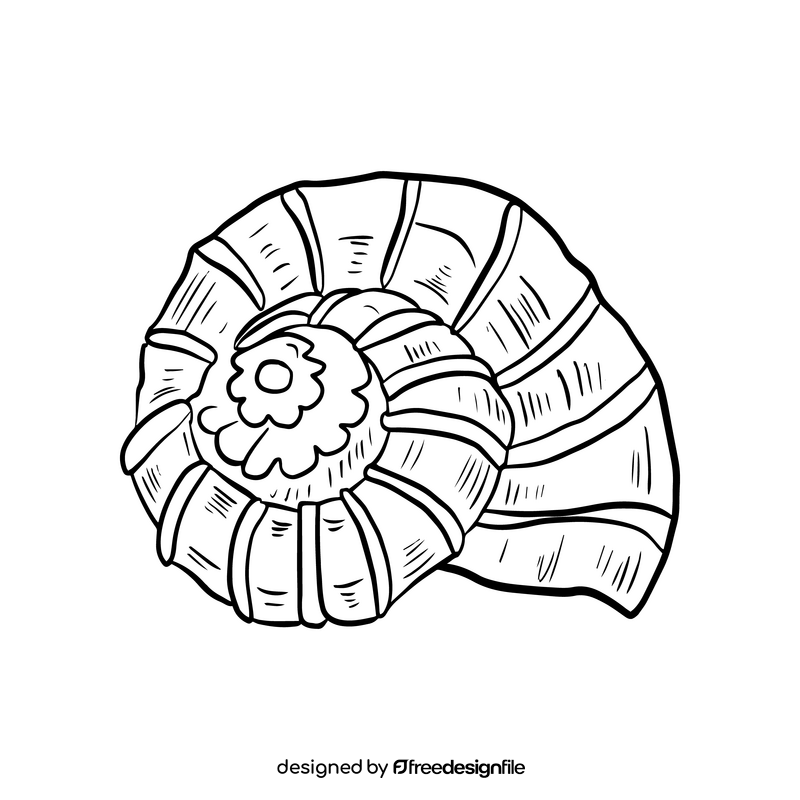 Shell cartoon black and white clipart