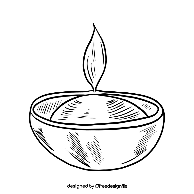 Cartoon candle bowl black and white clipart