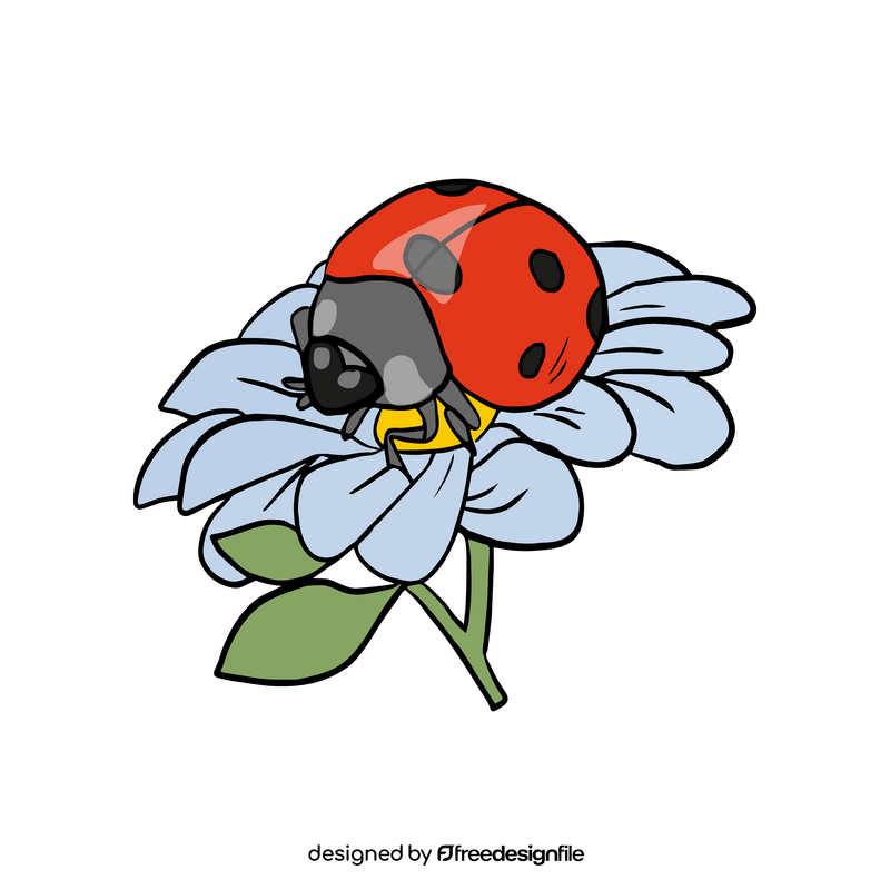 Ladybug on a flower clipart