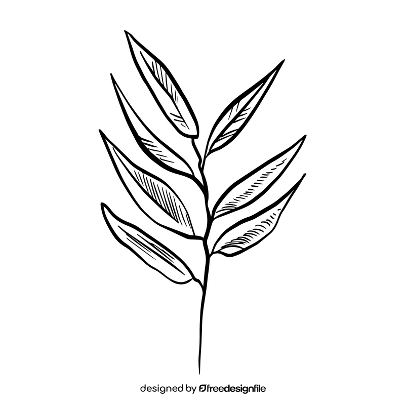 Tropical leaves black and white clipart