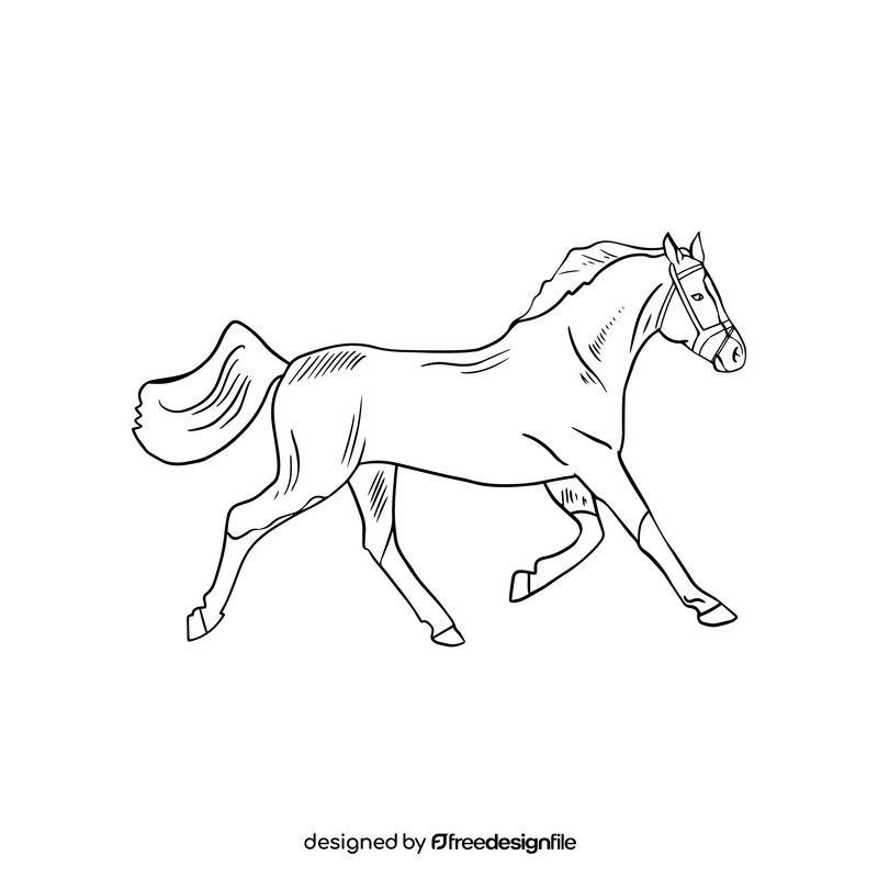 Cartoon horse black and white clipart