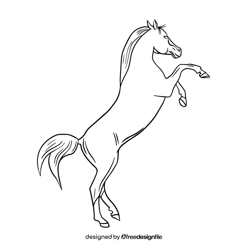 Cute horse black and white clipart