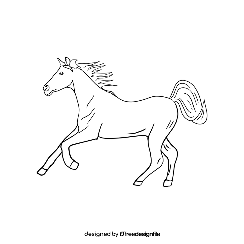 Free horse illustration black and white clipart