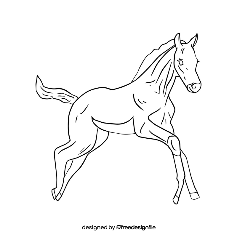 Horse drawing black and white clipart