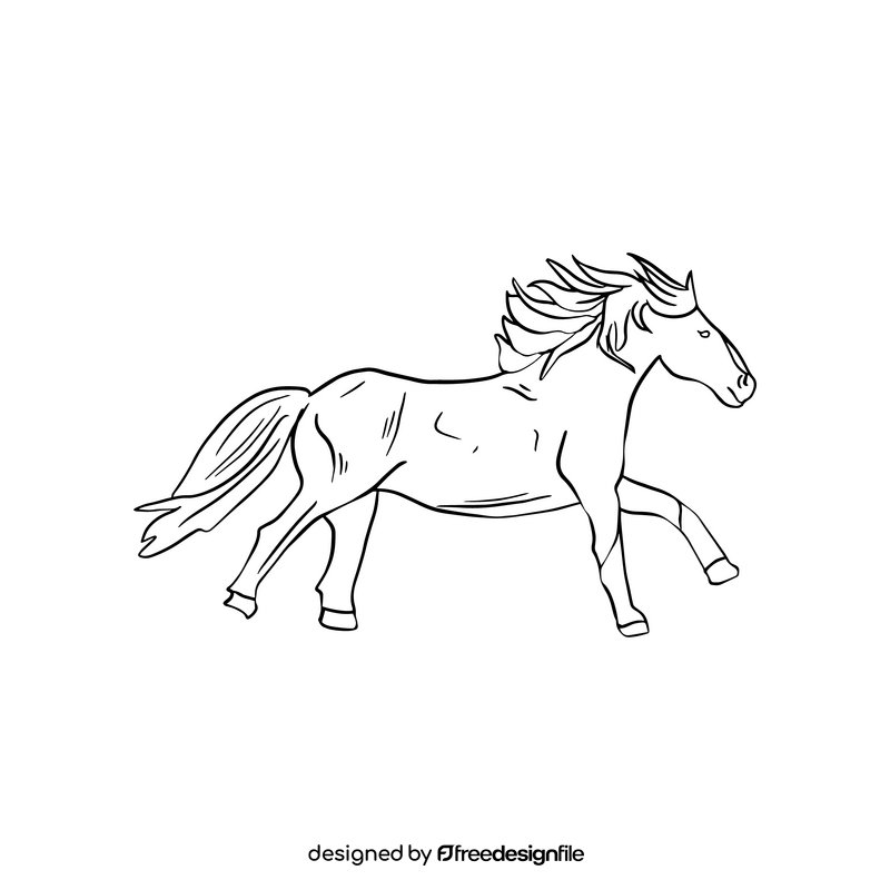 Horse black and white clipart