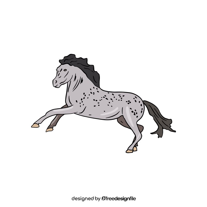 Gray horse running clipart