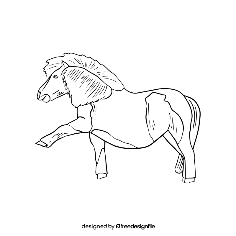 Beautiful horse, mare black and white clipart