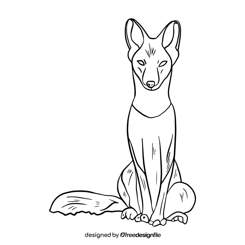 Fox black and white clipart