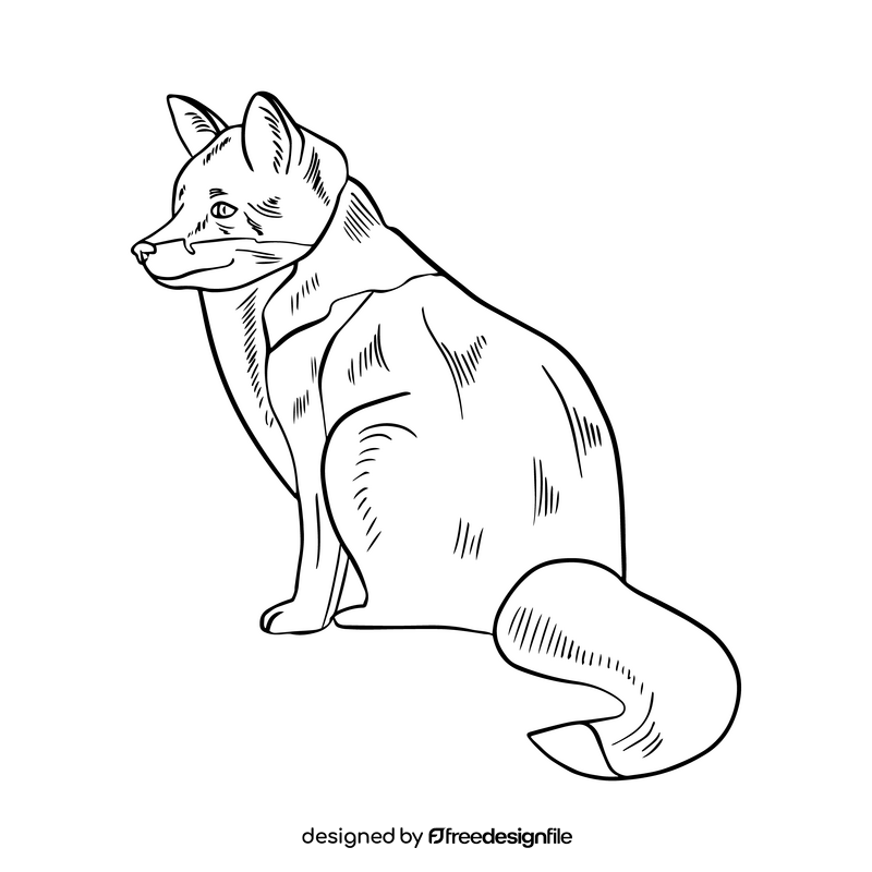 Fox black and white clipart