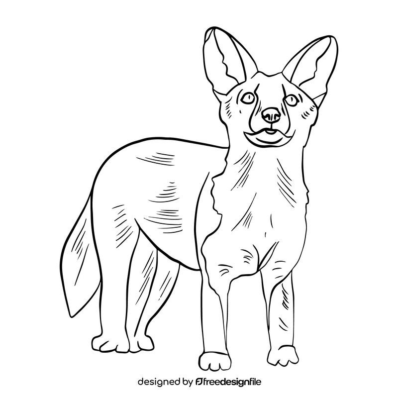 Fox drawing black and white clipart
