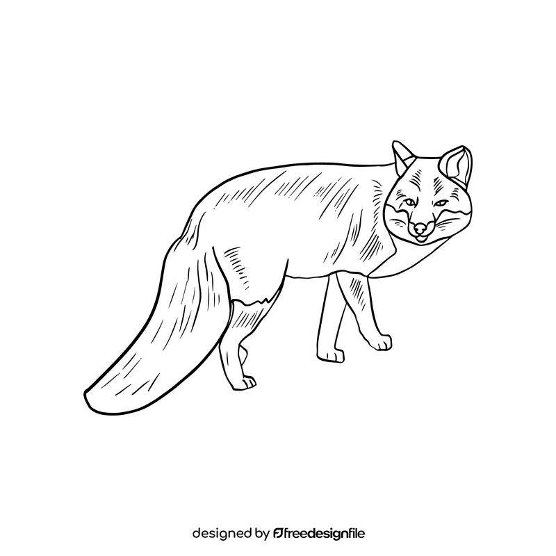 Fox black and white clipart