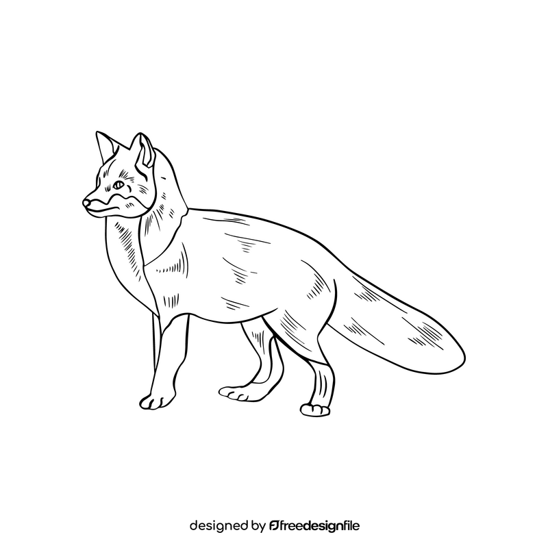 Free fox black and white clipart