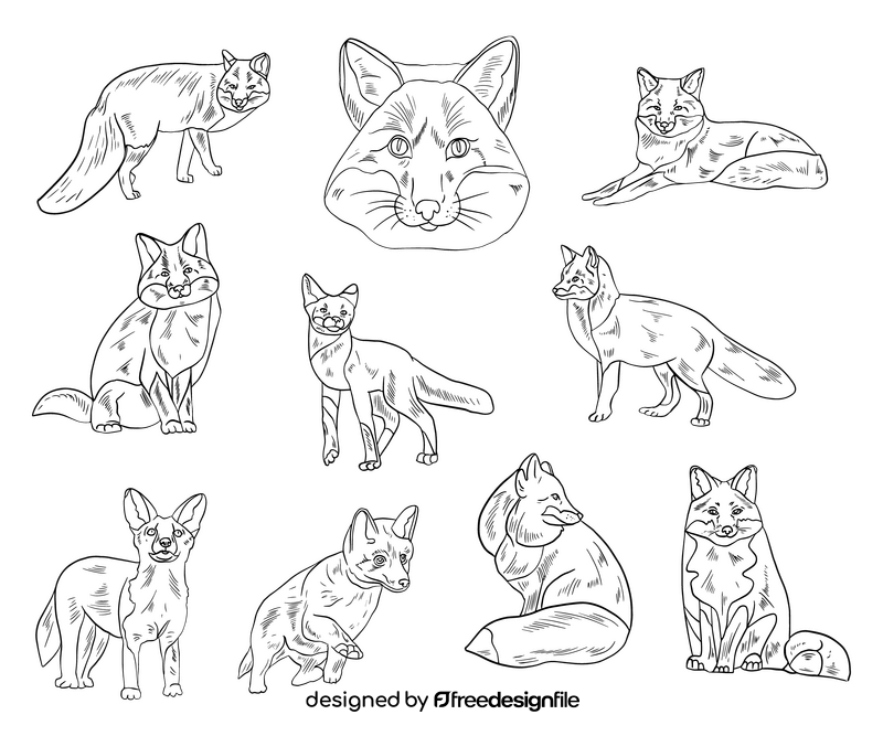 Fox black and white vector free download