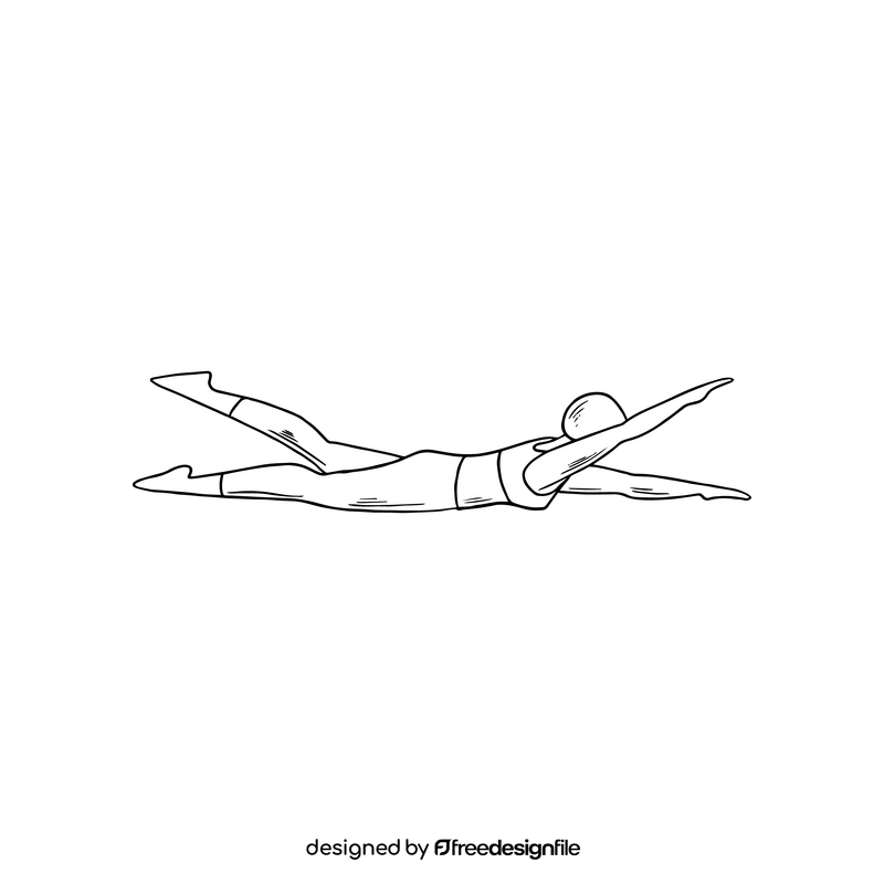 Woman doing exercises black and white clipart