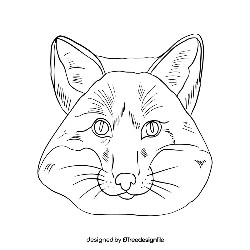 Fox face black and white clipart