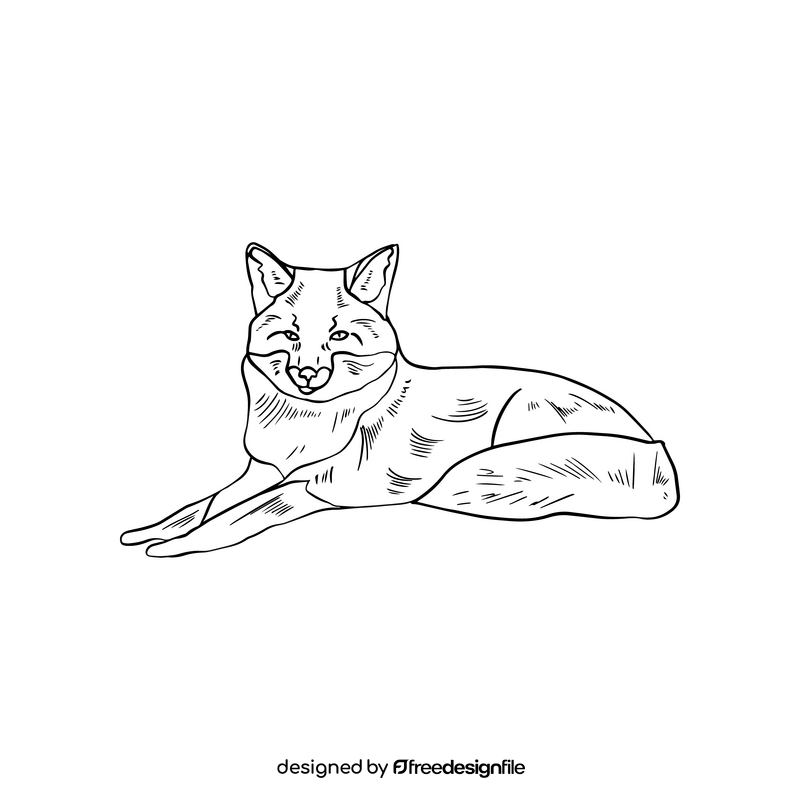 Fox black and white clipart