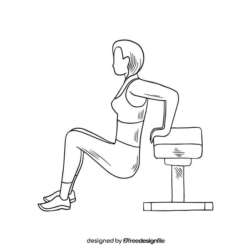 Woman doing exercise black and white clipart