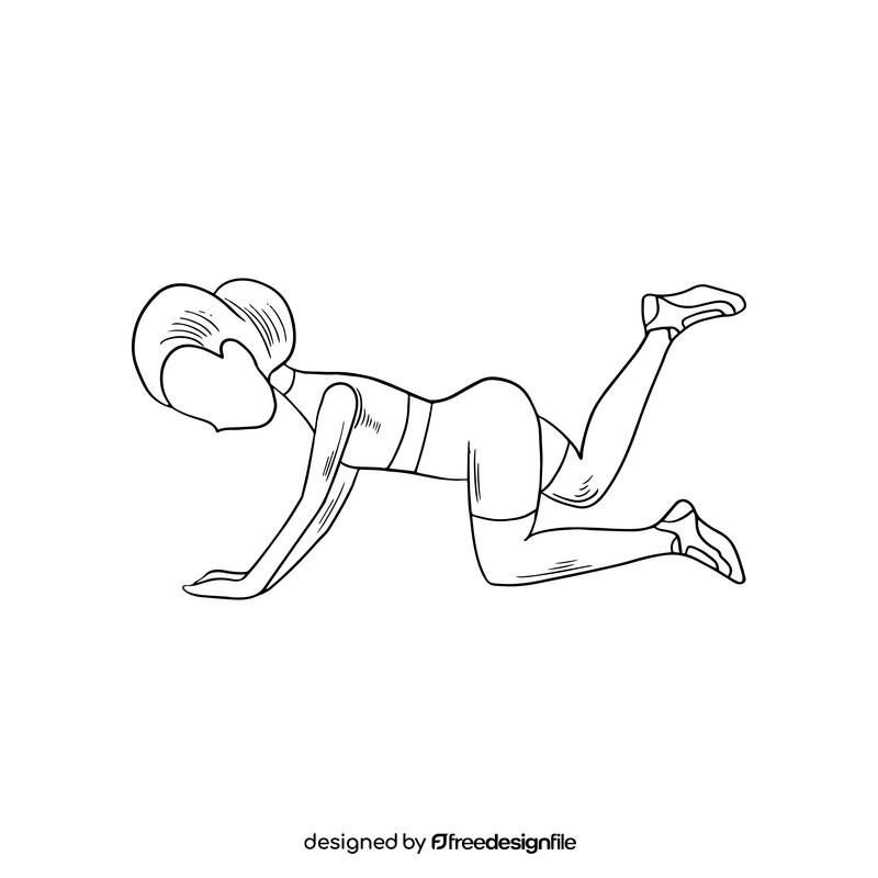 Woman doing exercise black and white clipart