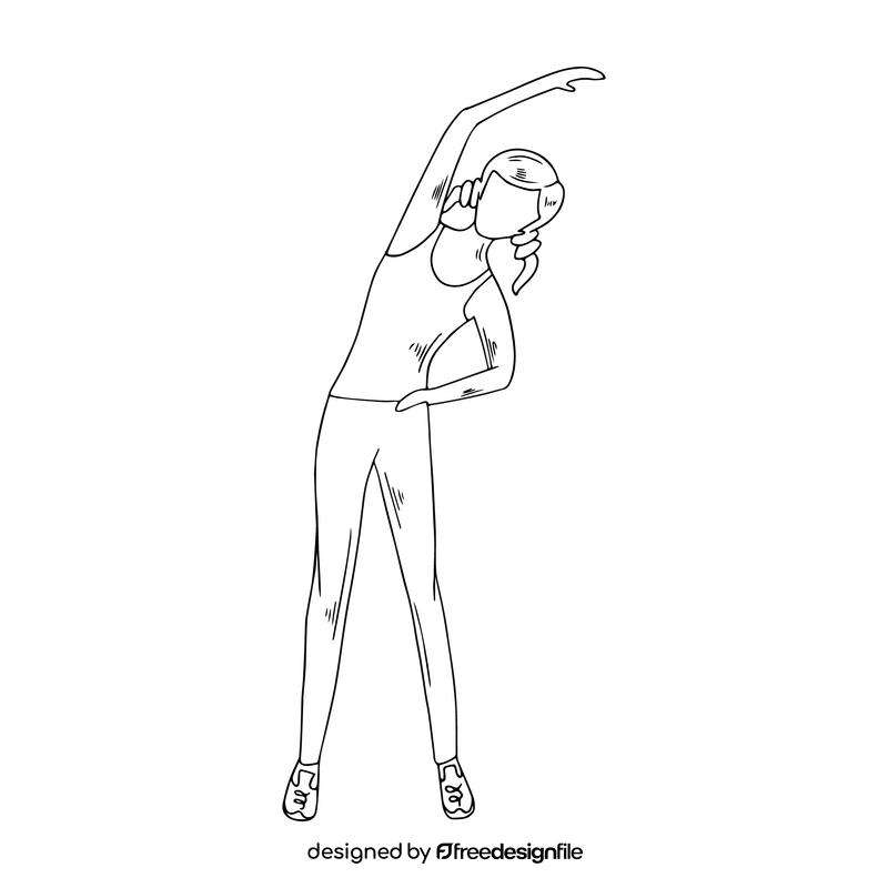Girl training black and white clipart